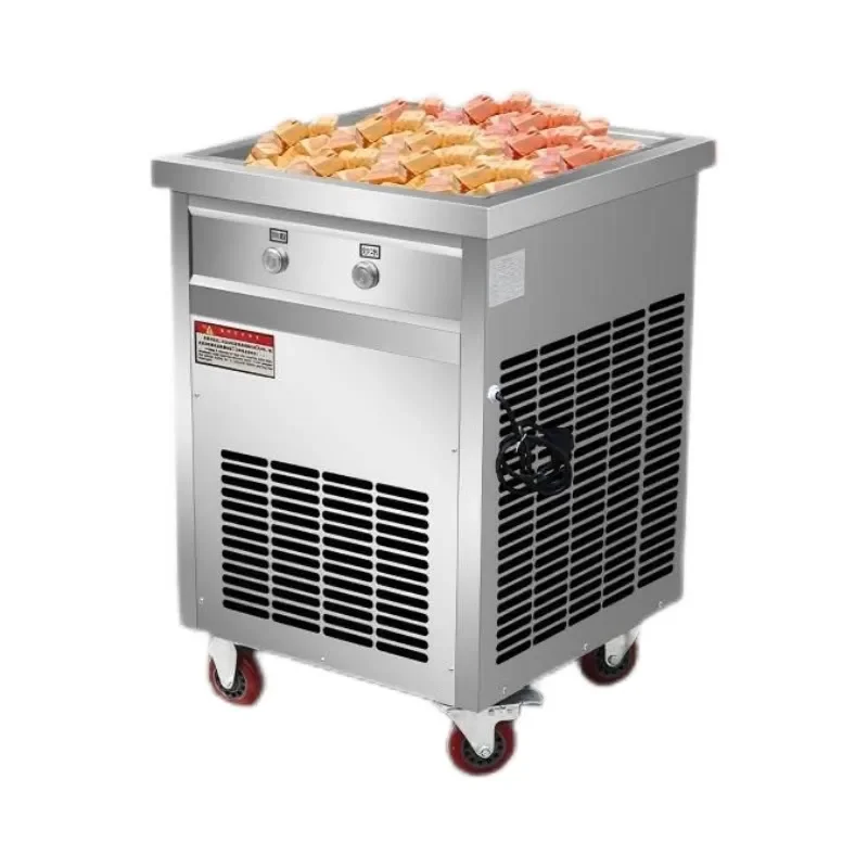 Commercial Double Pot Fried Yogurt Machine Fried Ice Cream Roller for Milk Fruit Snowflake Cheese Thai Style Ice Maker