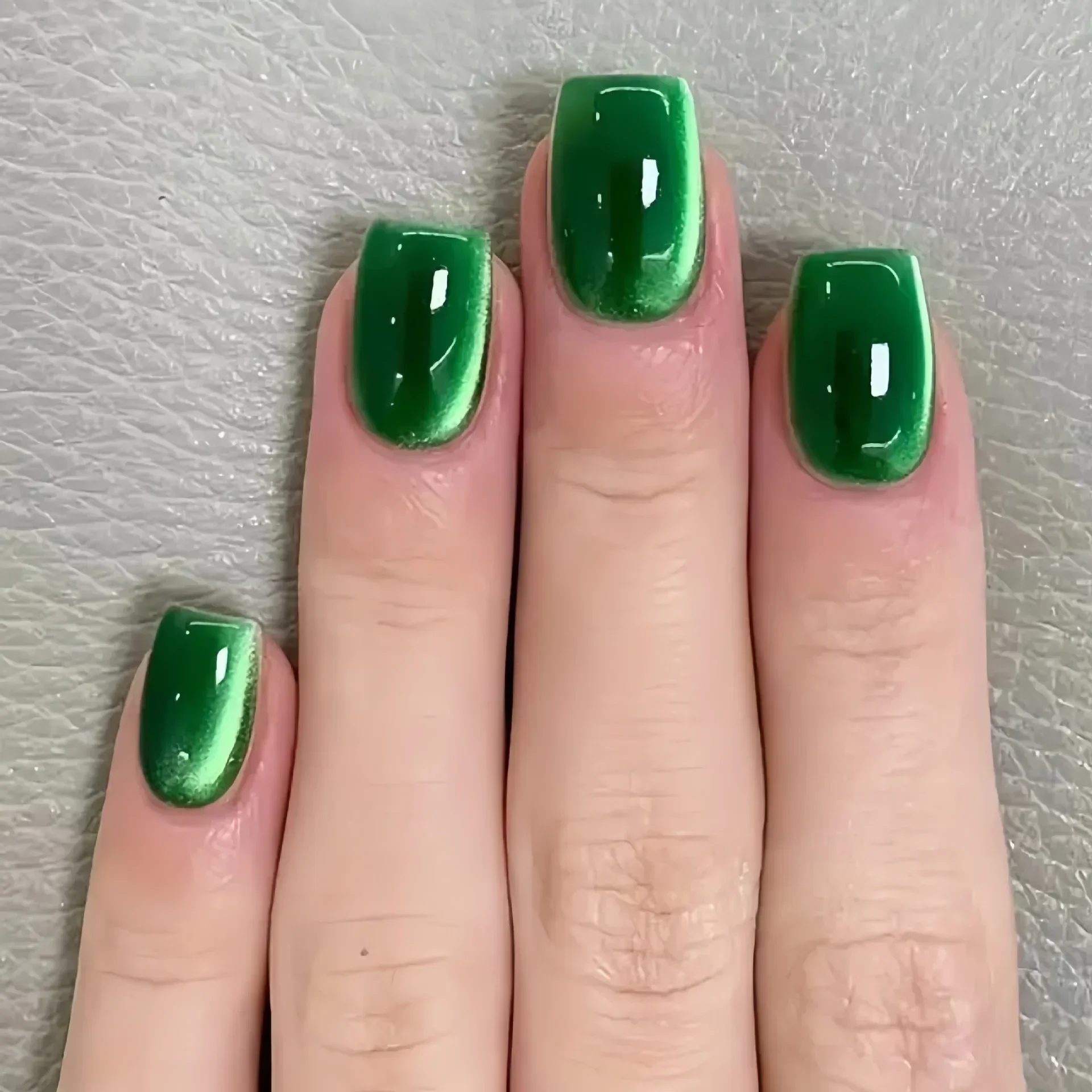 24 Stück Kristall-Katzenaugen-Kunstnägel mit Kleber, kurz, quadratisch, zum Aufdrücken der Nägel, glänzender roter Juwel-Nagel, einfarbig, künstliche Nägel, Minimalis