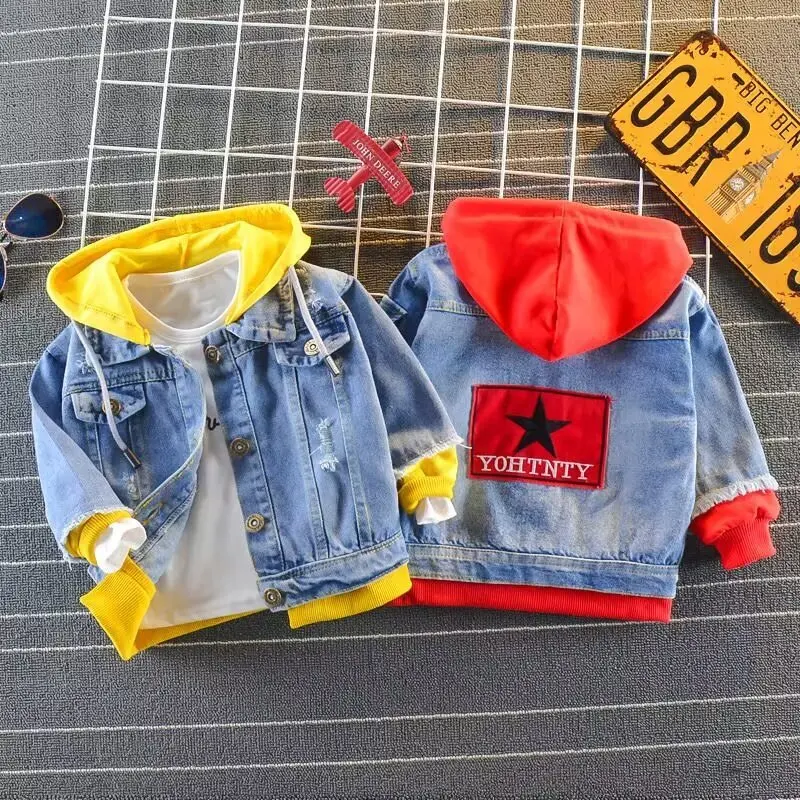 2024 Autumn Winter Boys Jean Set Jacket New  Cowboy Jeans Suit Jacket Handsome Children Clothing