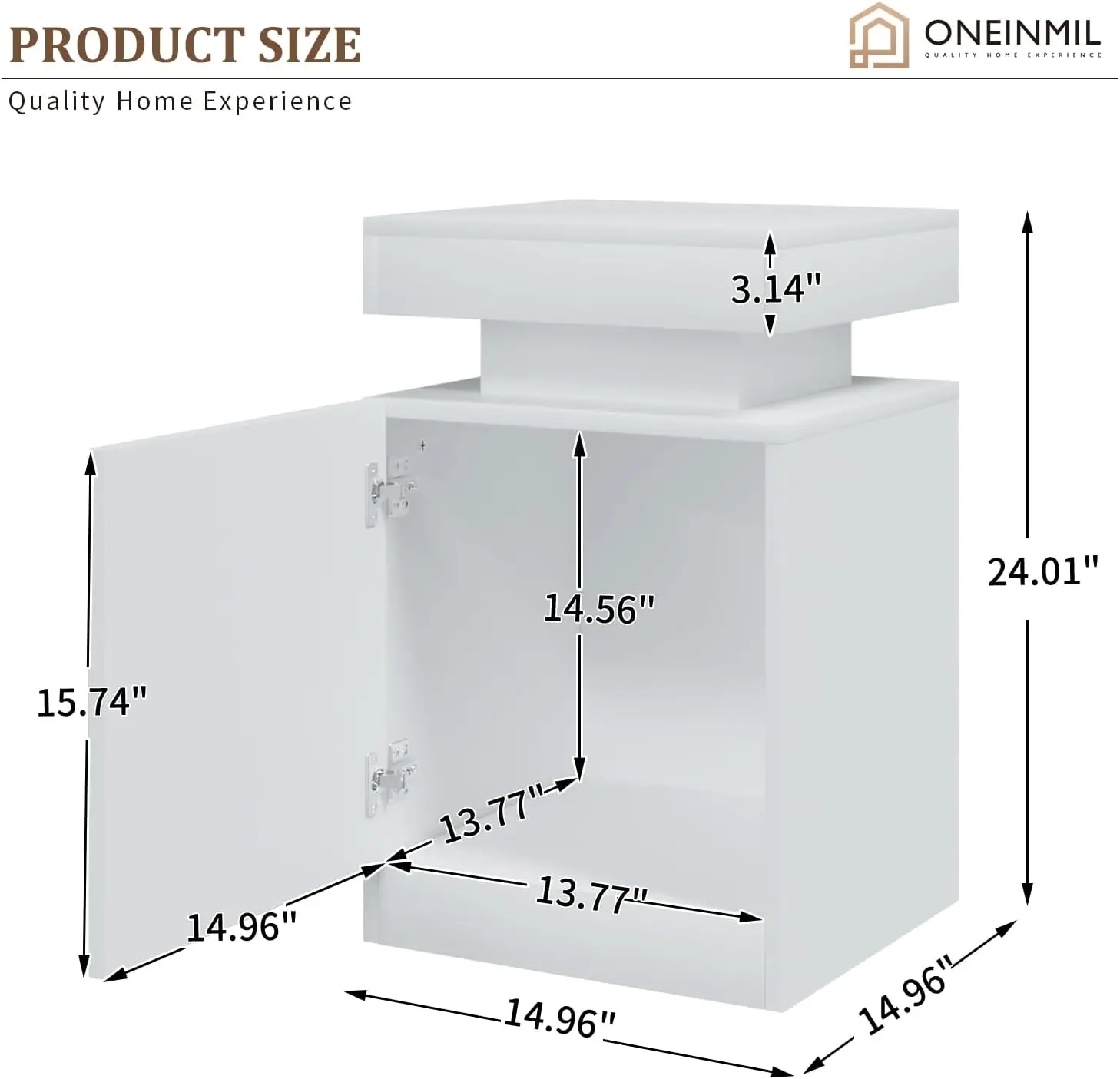 Nightstand Set of 2 with LED Lights,Night Stand with Storage Cabinet for Bedroom,Bedside Table with LED, White