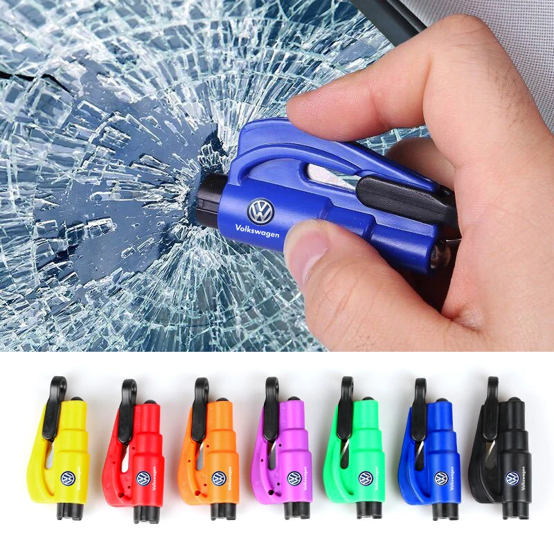 Multi Functional Car Logo Key Ring Window Breaker Rescue Tool For Volkswagen MK7 MK6 MK5 Ibiza Leon FR 2 Altea Aztec Golf-4 5 6