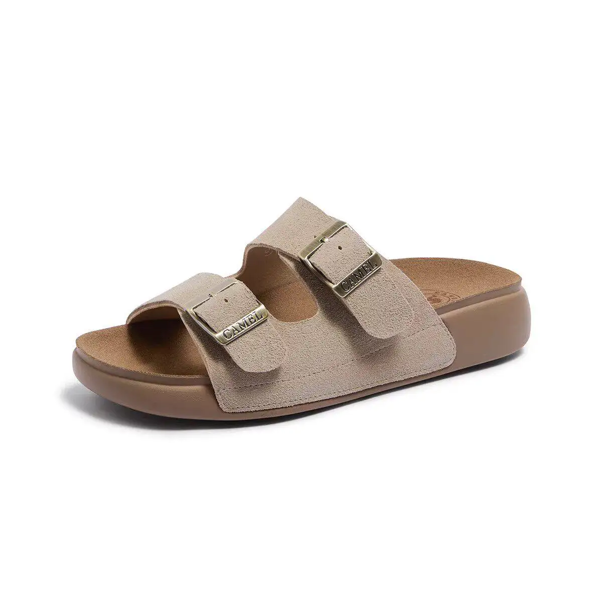 Golden Camel Women's Flat Sandals 2026 New Classic Simple Design Comfortable Anti-slip Sole Letter Printed Slippers Seasonal