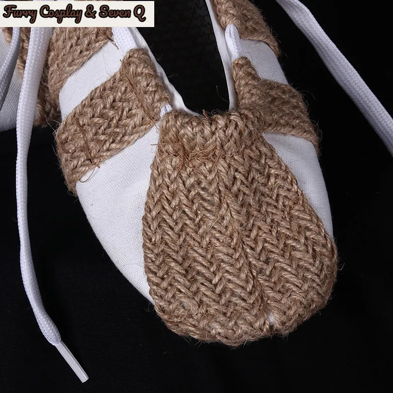 Vintage Straw Shoes for Drama Performance Red Army Style Boatman Costume Shoes Movie Props 4