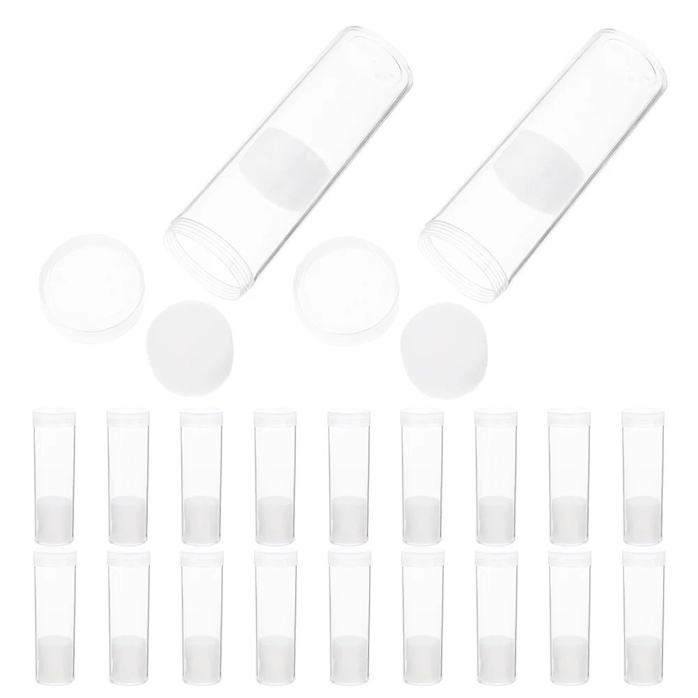 20 قطعة أنابيب تخزين العملات المعدنية حامل بلاستيك شفاف غطاء المسمار المنظم 31 مللي متر مستلزمات تجميع العملات المعدنية الشفافة المستديرة