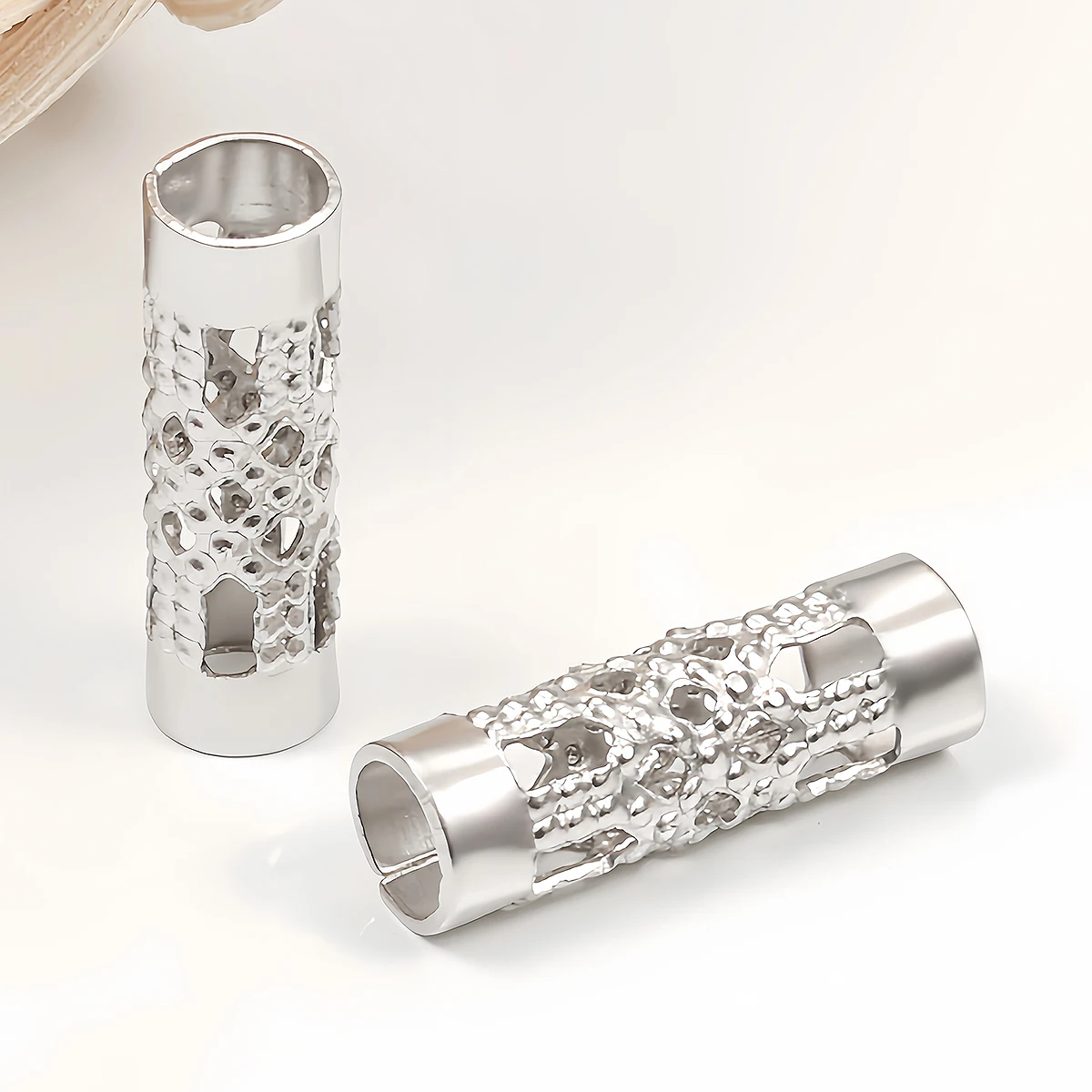 20/50pcs Stainless Steel Hollow Tube Spacer Beads Hair Braid Beard Lock Charms for Necklace Bracelet Jewelry Making Accessories
