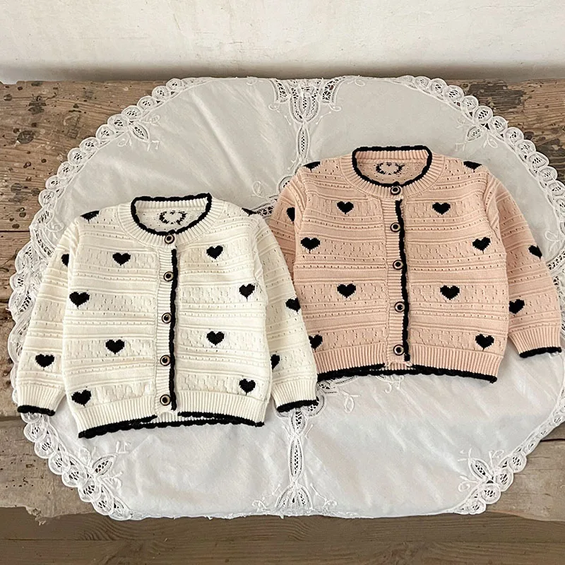 2024 New Autumn Baby Girl Clothing Infant Baby Girls Knitting Cardigan Long Sleeve Cardigan Coat Newborn Baby Girls Sweater Coat