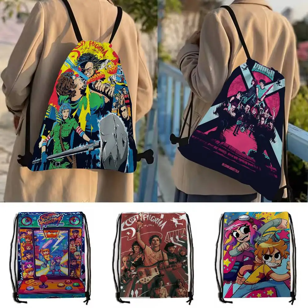 Clásico S-ScottS P-Pilgrim Vs The W-World Comedy Película Impresión Bolsas con cordón Bolsas de regalo para fiestas, Mochilas con cordón Gimnasio deportivo