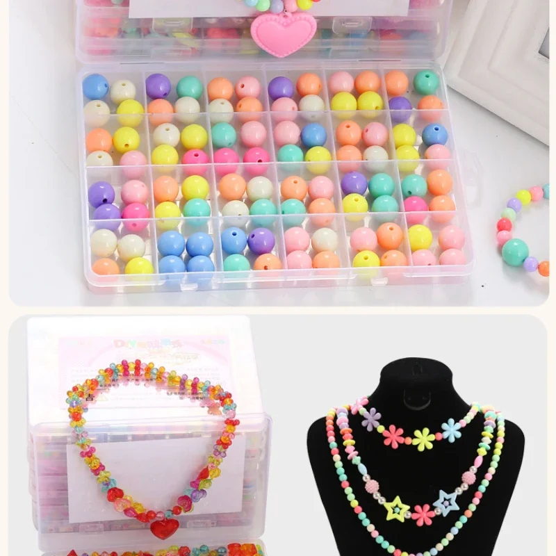 Ręcznie robione koraliki dla dzieci, koraliki do tworzenia biżuterii dla dziewczynek, zabawki edukacyjne, zestaw do samodzielnego tworzenia bransoletek, naszyjników i innej biżuterii.