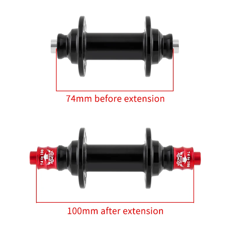 MUQZI 1 Pair Bicycle Hub Extension Adapter 74mm To 100mm Front Fork Adapter Hub Converter