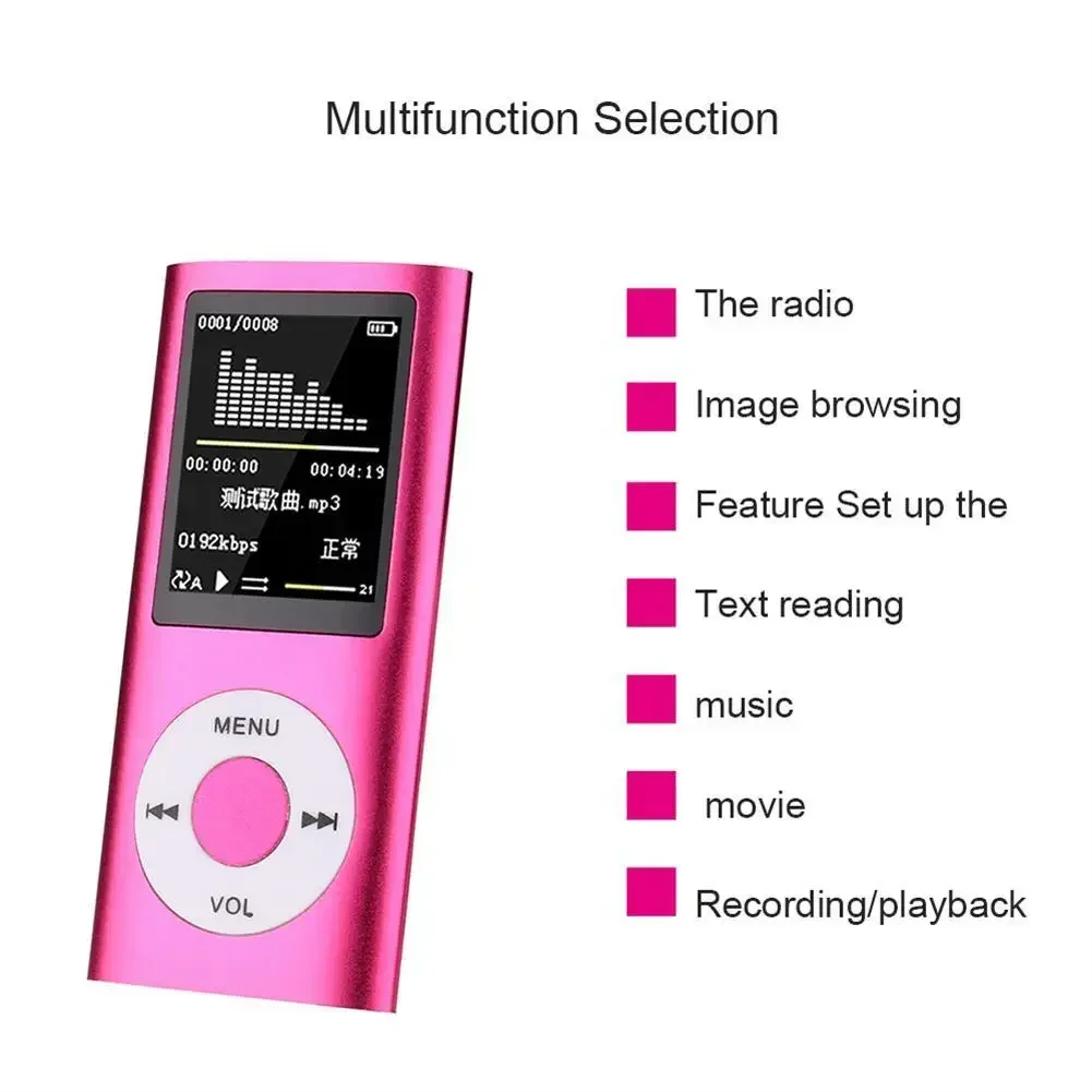 New 1.8-inch Mp3 Player Music Playing with Fm Radio Video Ebook Player Rechargeable Battery Portable Audio Video