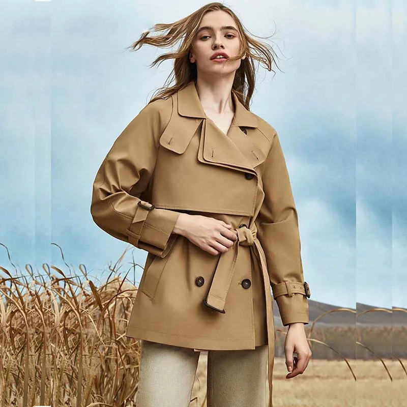 

2024 Spring/Autumn New Khaki Coat British Style Windbreaker Women's Spring Jacket Women's Outerwears