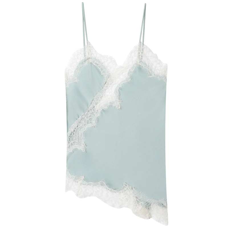 HXAO 2025 Vrouw Asymmetrische Slip Top Vrouwen Sexy Zwart Geel Blauw Top Kant Tanks & Camis Chic Y2K Mouwloos Backless Hemdje