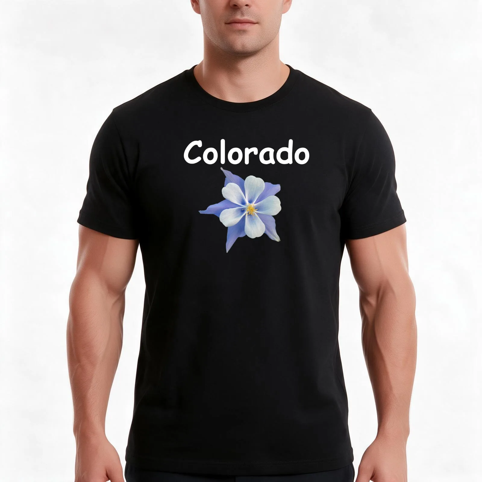 Colorado! State flower - Columbine T-Shirt, Summer Casual Cotton Tee, Oversized Streetwear Tops, Vintage Graphic Print
