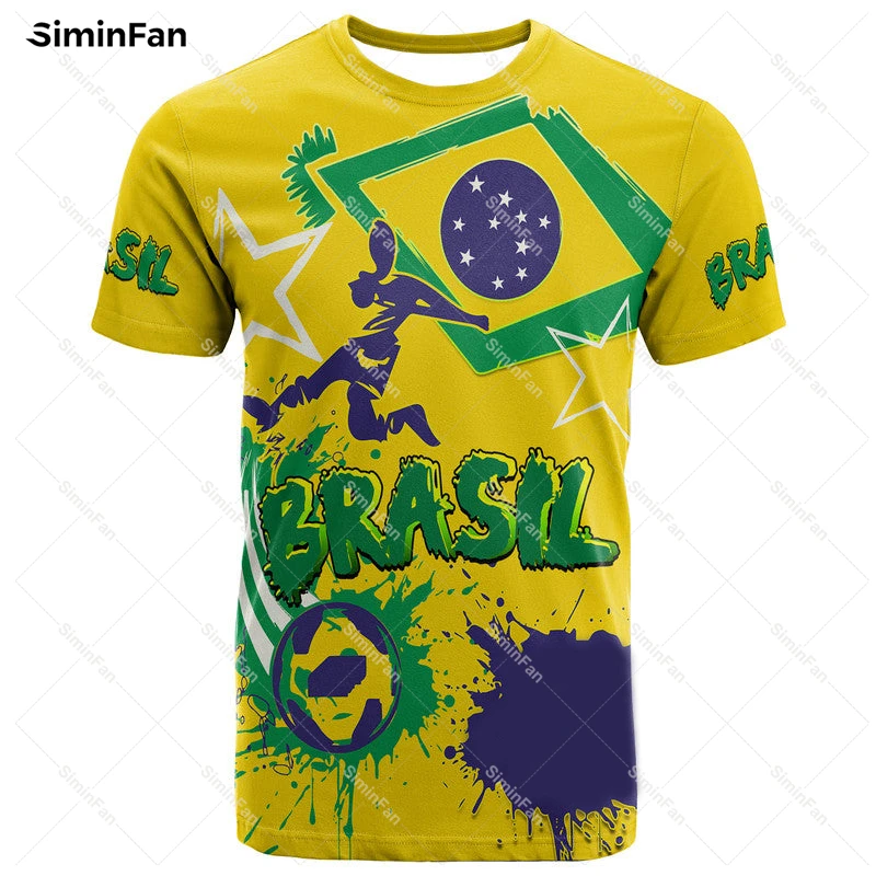 Brasil Football Qatar 3D All Over Printed T-Shirt Mens Tshirts Summer Round Neck Tee Female Casual Top Unisex Shirts Streetwear