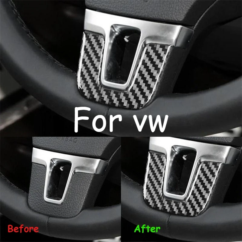 X1Car Accessories Carbon Fiber Texture Steering Wheel Panel Cover Trim For VW Golf MK6 2009-2013 PASSAT B7 CC Jetta Tiguan Caddy