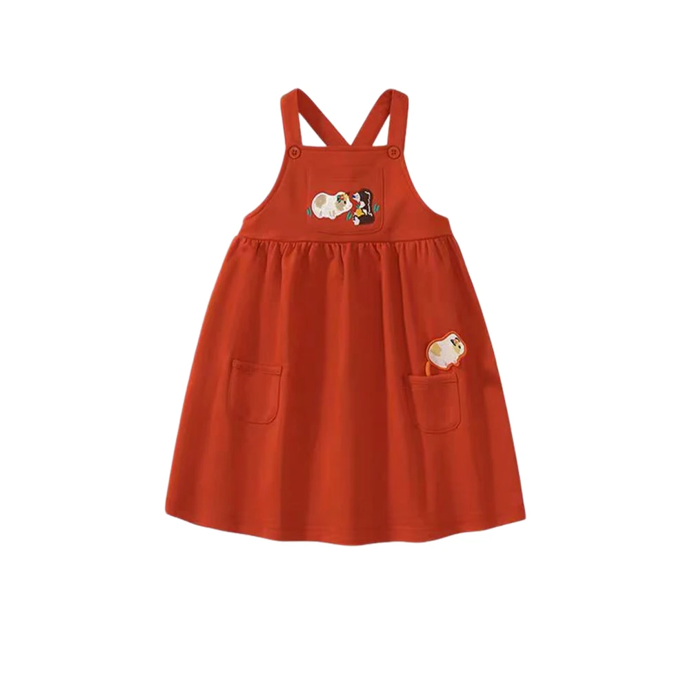 Jumping Meters 6T Only Summer Princess Baby Girls Dresses Animals Embroidery Party Birthday Kids Sleeveless Frocks