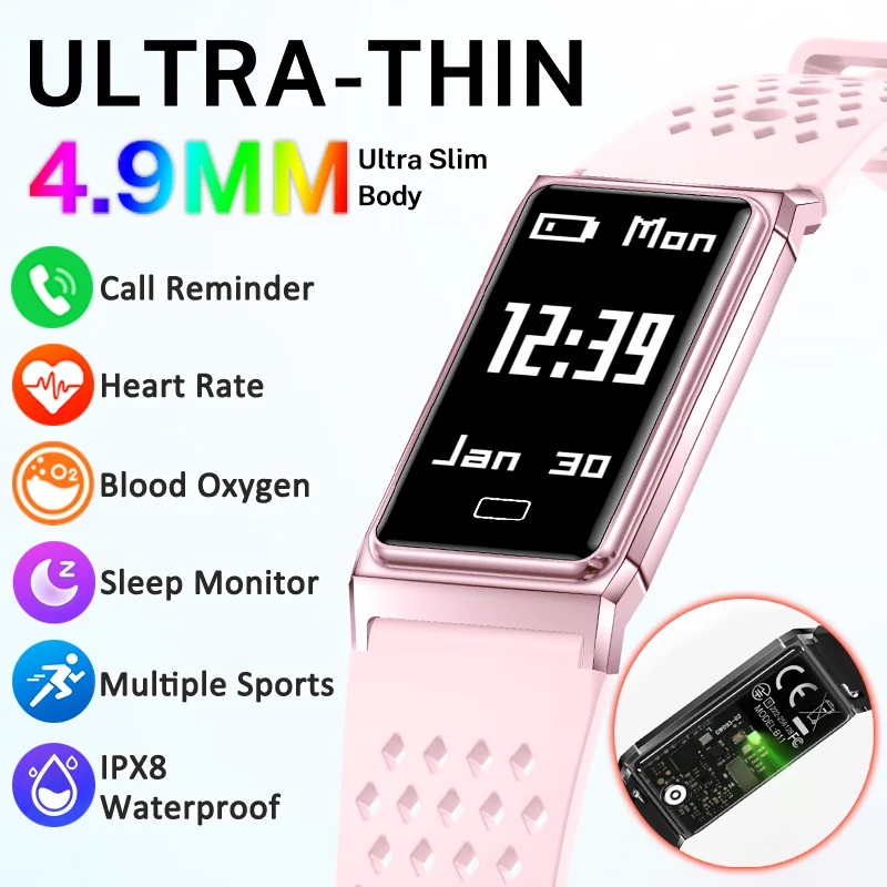 LIGE Women Smart Bracelet Heart Rate Sleep Monitor Health Band Waterproof Sports Fitness Tracker Men Smartwatch For Android iOS