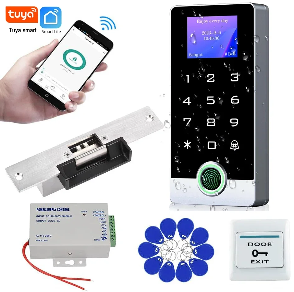 Tuya App عن بعد ذكي واي فاي نظام التحكم في الوصول بصمة لوحة المفاتيح WG26/34 EM قارئ بطاقات تحكم IP68 مانعة لتسرب الماء