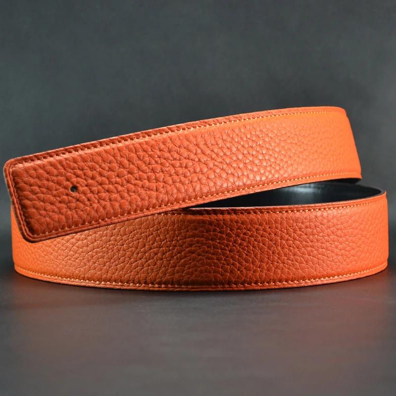 Echt lederen riem Gladde blauwe tailleriem Toplaag koeienhuid Geen haarriemstrips 3,8 3,2 cm ex All-Match Sle