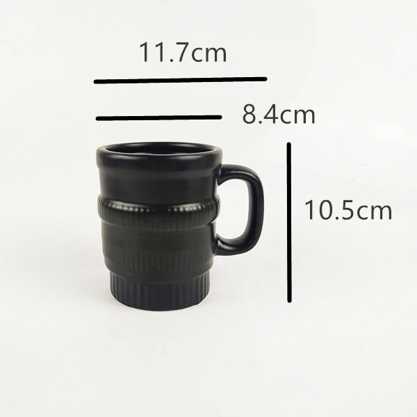 Imagem -04 - Matte Black Glaze Caneca de Café de Cerâmica Forma de Lente Câmera Criativa Especial Lente Slr Profissionais de Fotografia