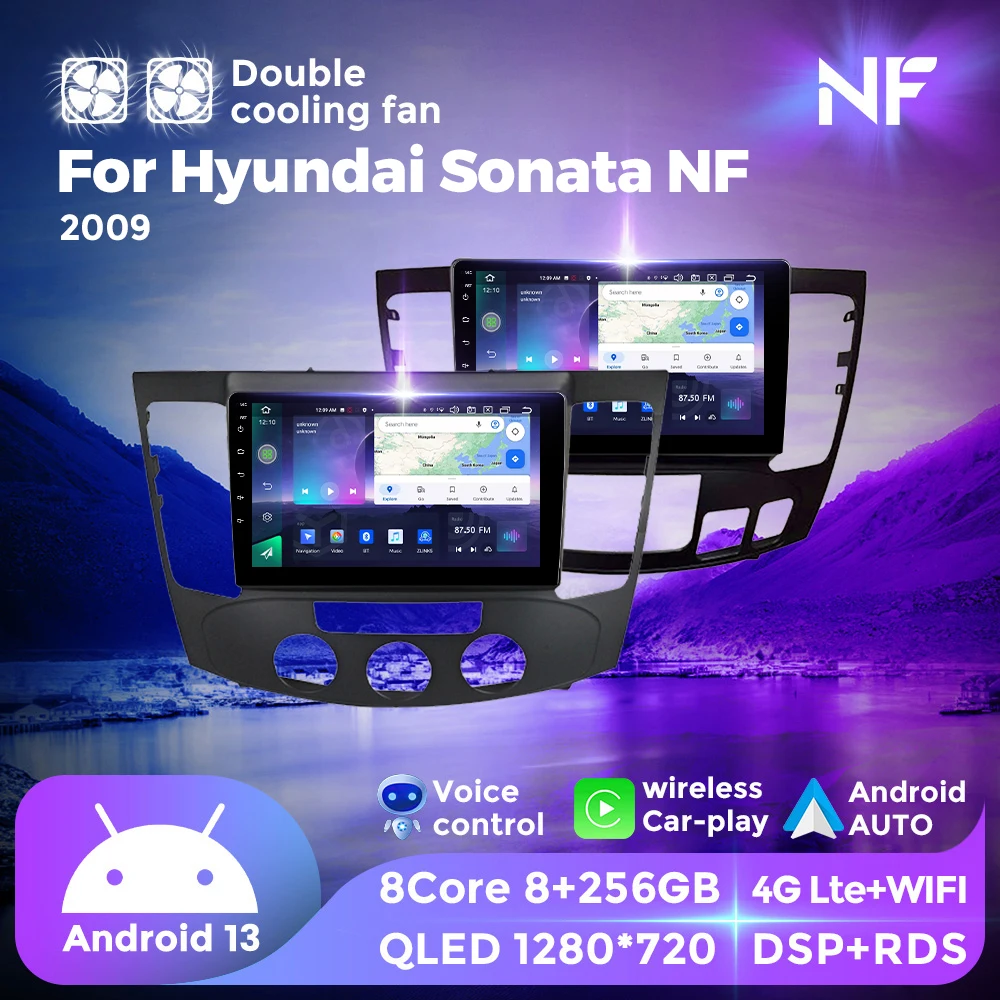 

NF двойной вентилятор охлаждения Android все в одном для Hyundai Sonata NF 2008-2010 автомобильный радиоприемник мультимедийный плеер GPS навигатор для беспроводной Carplay