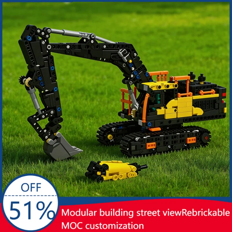 

1087 PCS Customize Series Mini 42215 EC500 Hybrid Excavator Heavy Vehicle Transport Technology MOC Building Block Model Kid Gift