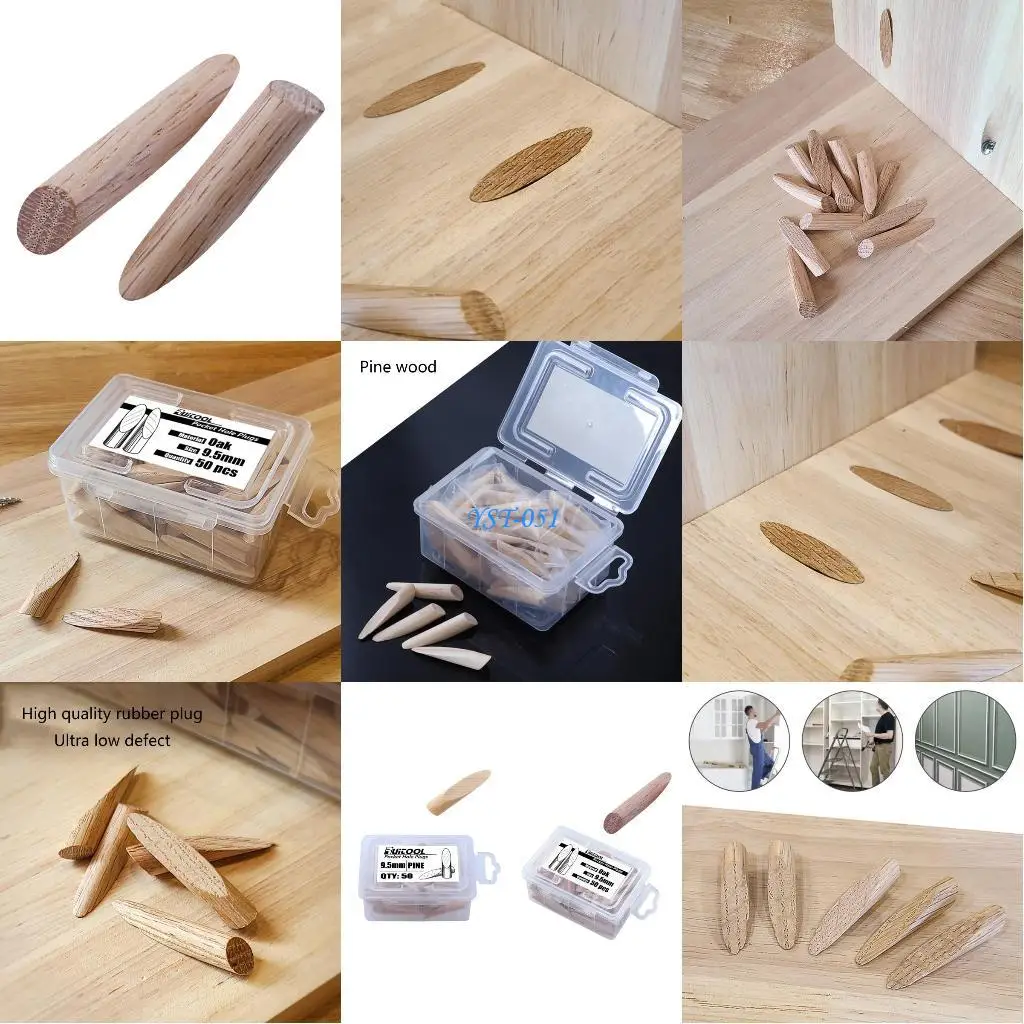 

E15A Upgraded Solid/Soft Pocket Hole Plugs Pine for Pocket Hole Jig Woodworking Tool Pine & Oak 50 Pieces/set