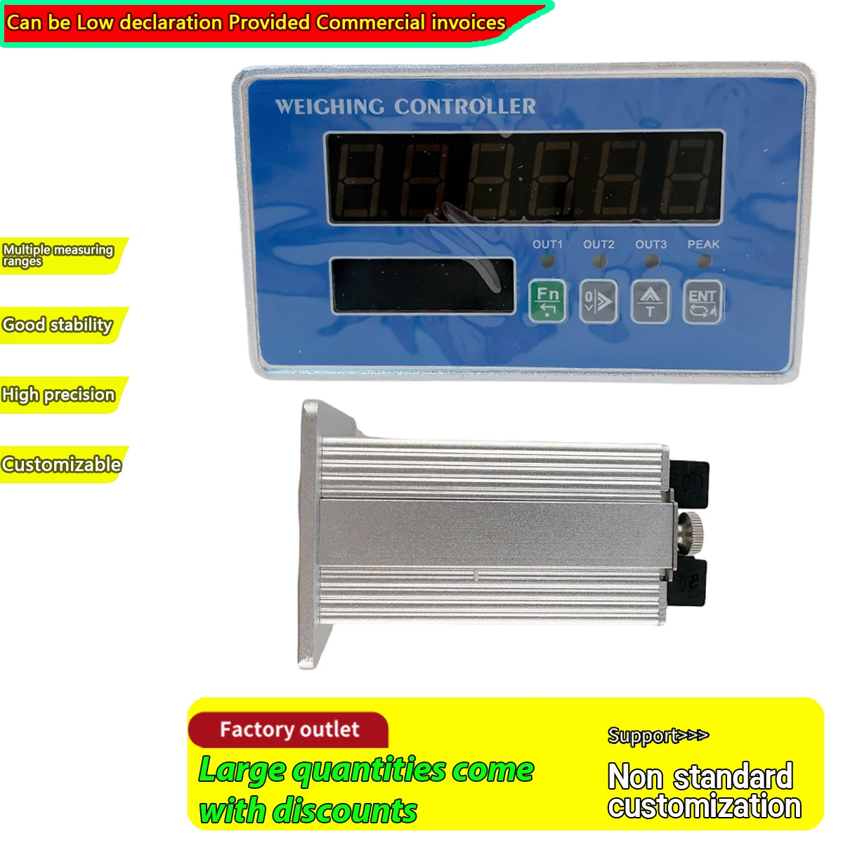 Aluminum Case Digital Weighing Instrument RS485 Modbus RTU, LED+TFT Dual Display, Analog & Relay Output, High Precision Load