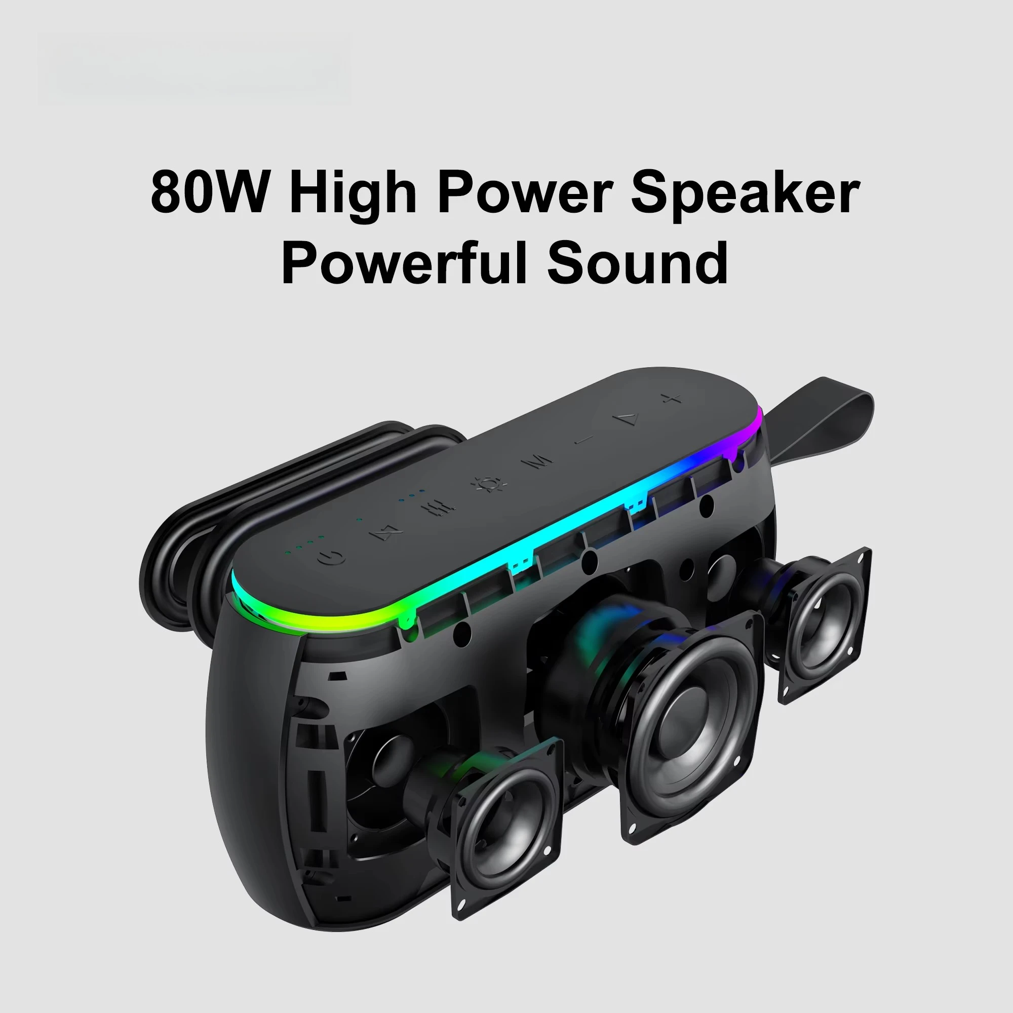 

High Power 80W Portable Blue Tooth Speaker Outdoor Wireless Subwoofer With Microphones Waterproof Sound System