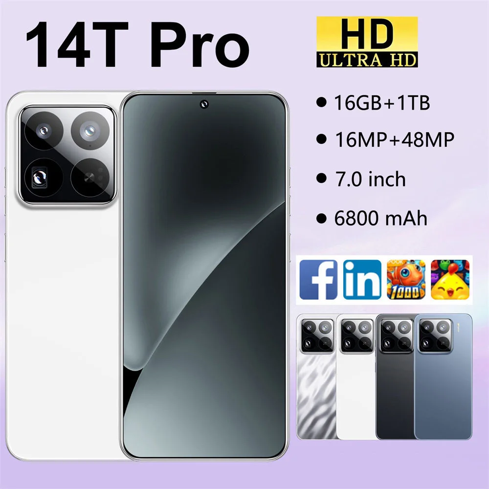 

ГОРЯЧИЙ 2025 Новый 14T Pro 4G 5G Двойная карта 7,0-дюймовый HD Global Edition Оригинальный аккумулятор 16 ГБ + 1 ТБ с функцией распознавания лиц 8000 мАч