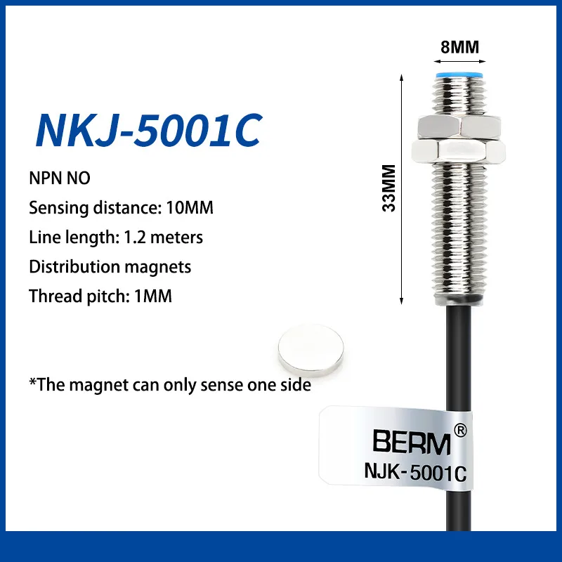 M8 M12 M18 Hall Proximity Switch NJK-5002C Sensor Three-Wire NPN Normally Open Normally Closed Magnetic Sensor