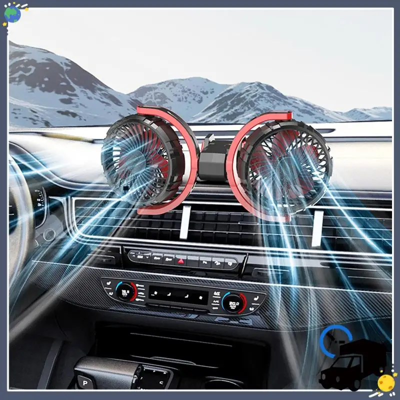 

Lasting Double Head Car Fan Brushless Motor Air Cooling Fan 3 Mode Adjustable Auto Cooler Portable Dashboard