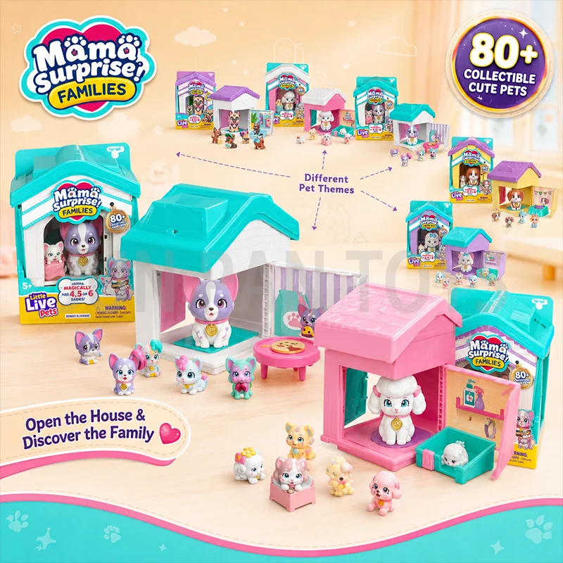 Original Little Live Pets mamá sorpresa familias Frenchie Spaniel Husky caniche maltés Beagle casas cachorros juego juguetes para niños