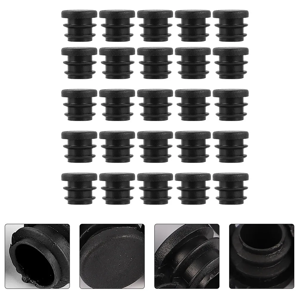 200pcs Round Bung Black Plastic Plug For Furniture Leg End Caps Tubing Plug Cap Chair Glide Insert Floor Protection