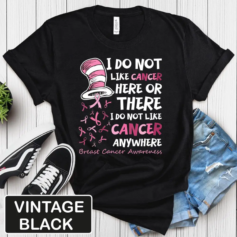 Fashion Unisex T-shirt Breast Cancer Awareness Print Designed Summer Men Women Top I Do Not Like Cancer Letter Pattern Girl Tee