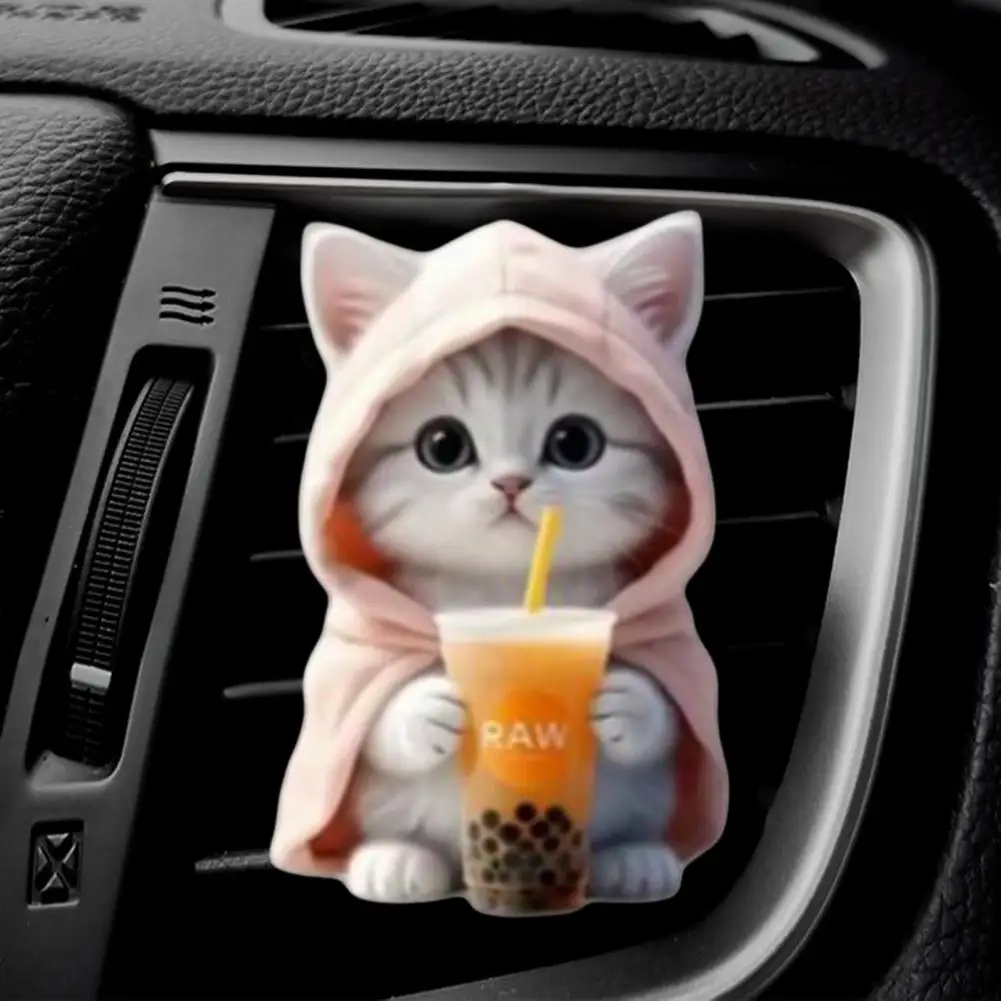 Cute Kitten Car Vent Clips Refillable Car Aromatherapy Diffuser Cat Air Vent Clips Car Air Freshener for Aesthetic Air