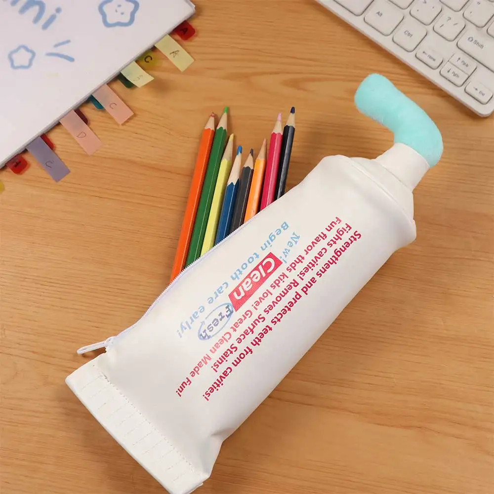 Desktop Organizer Toothpaste Pencil Case Large Capacity Pencil Holder Desktop Storage Pouch Pencil Cases Pen Pouch Pencil Bag