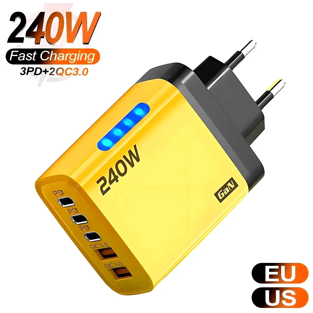 240W USB C Charger Quick Charge QC 3.0 PD Fast Charging Type C Phone Charger Adapter for iPhone Samsung Xiaomi Wall USB Chargers