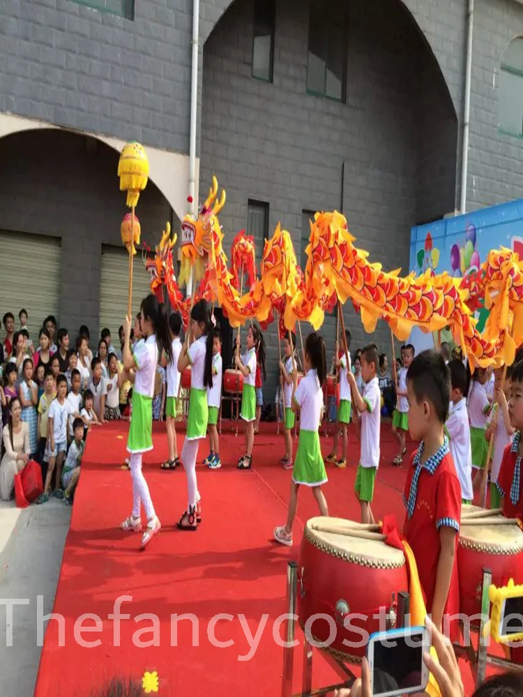 

7.9M For 8 Children Size CHINESE Traditional Culture DRAGON DANCE Props Silk Folk Festival Celebration Costume Party Stage Prop