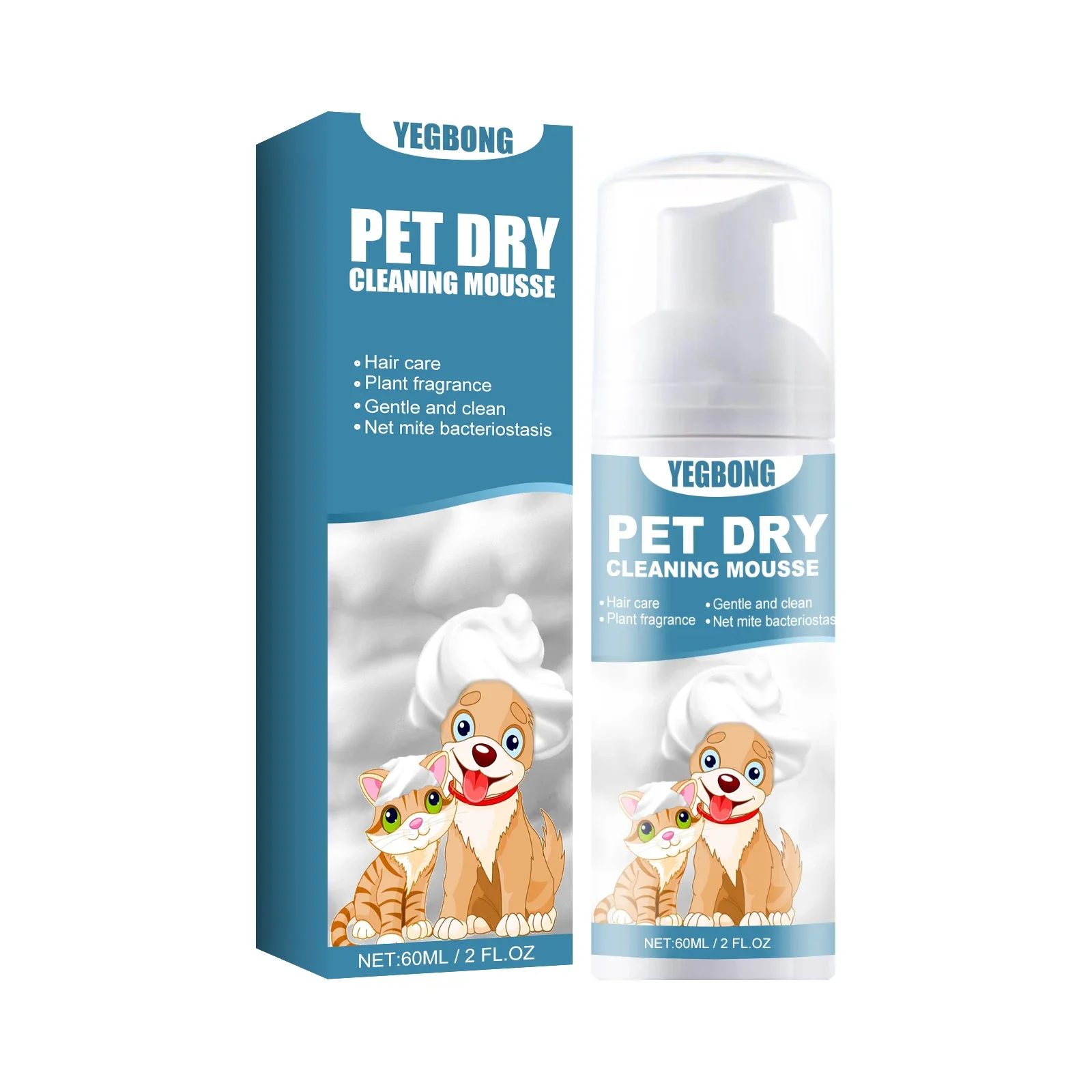 Pet Dry Cleaning Mousse Body Wash - Puppy Kitten Waterless Wash Deodorizing Softening Fur Cleansing, No Rinse Waterless Foam Shampoo for Dogs Cats, Plant Based Deodorizing Cleanser for Sensitive Skin and Paws, Quick and Easy Bathless Grooming Wash Foam