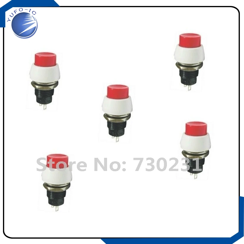 Free Shipping 5X DS450 Red Round Little Push Button Self-locking Switch Normally Open 10MM hym
