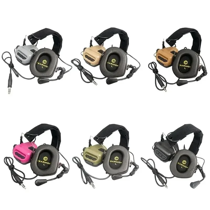 EARMOR M32 MOD4 Tactical Headset Anti Noise Headphones Communication Shooting Earmuff with EARMOR M51 PTT Adapter for Kenwood