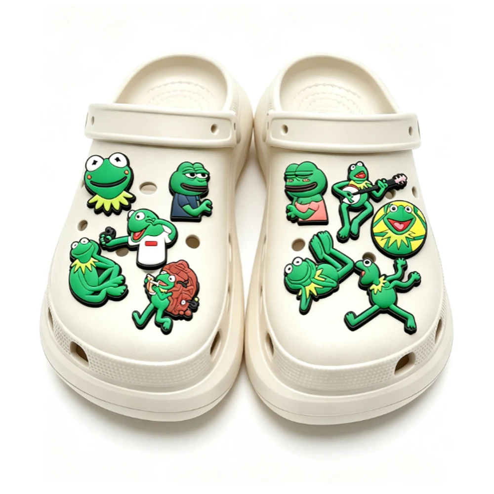20-96PCS Green Frog Animal Edition Shoe Charms PVC Clog Pins Decorations for Wristbands Sandals DIY Accessories