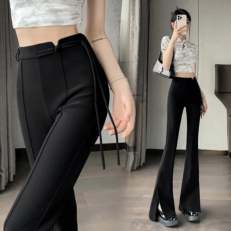 Spring/Summer New Chinese High end Hanging Wide Leg Pants High Waist Casual Floor Sweeping Straight leg Pants