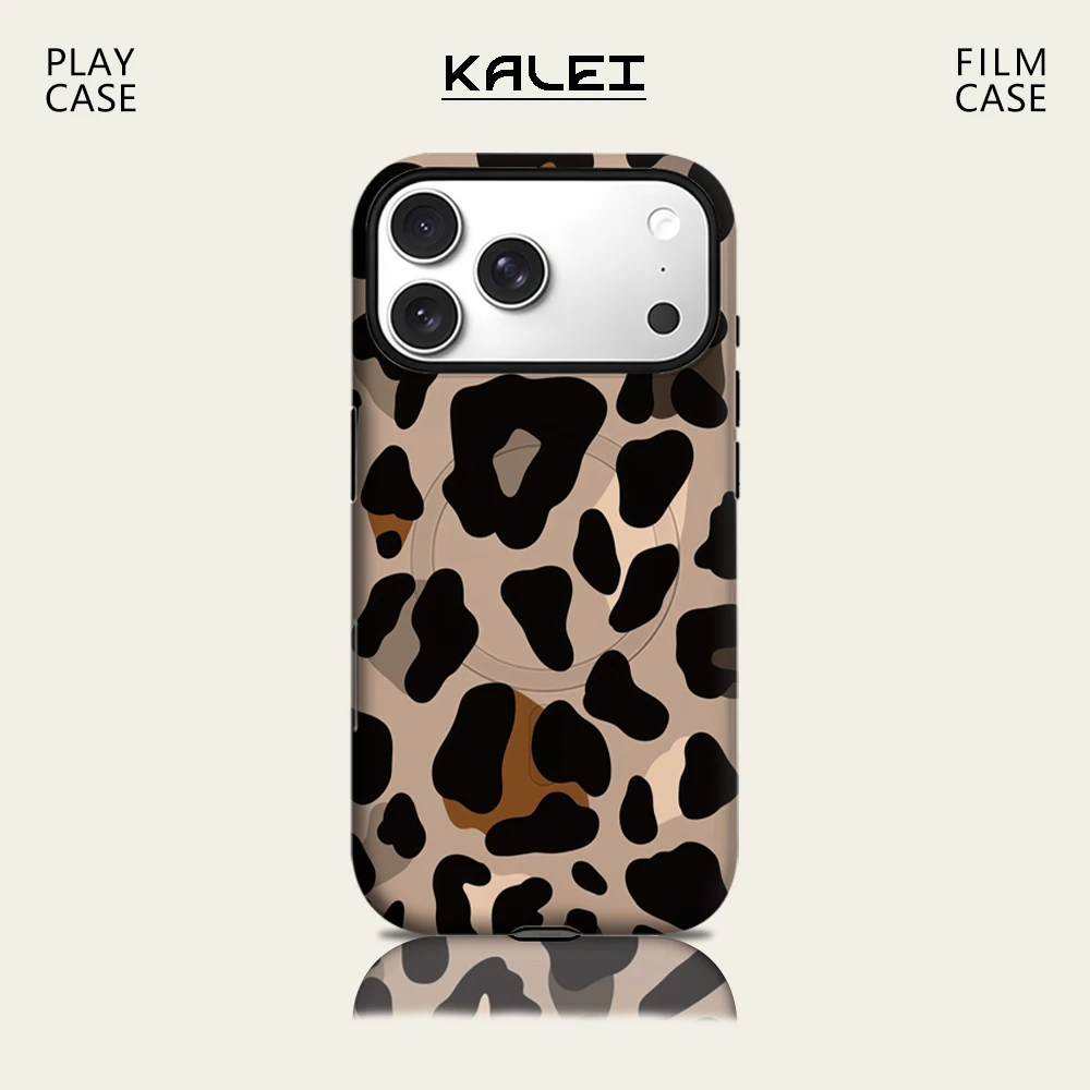 Moderne Handyhülle mit Leopardenmuster für iPhone 17 16 15 14 13 Pro Max Plus für magnetische, einzelne, doppelschichtige, robuste Hülle
