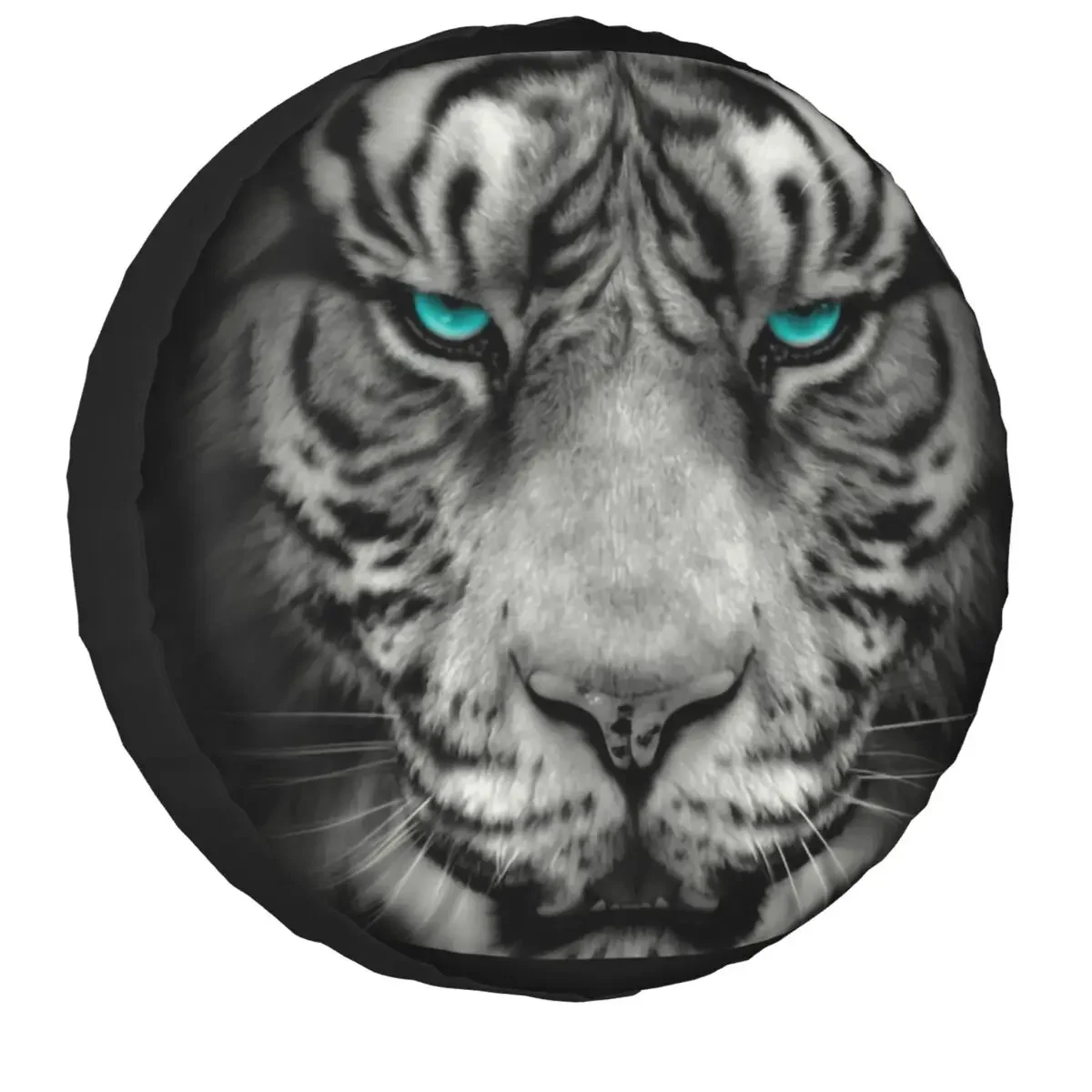 

3D White Tigers Head Spare Tire Cover Case Bag Pouch for Jeep Honda Beast Car Wheel Protectors Accessories 14" 15" 16" 17" Inch