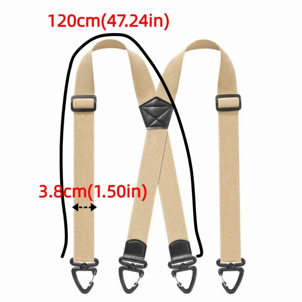 Heavy Duty Work Suspenders 3.8cm Wide with 3/4 Rotatable Gripper Clasps Elastic Pants Braces Retro Elegant Adjustable Suspenders