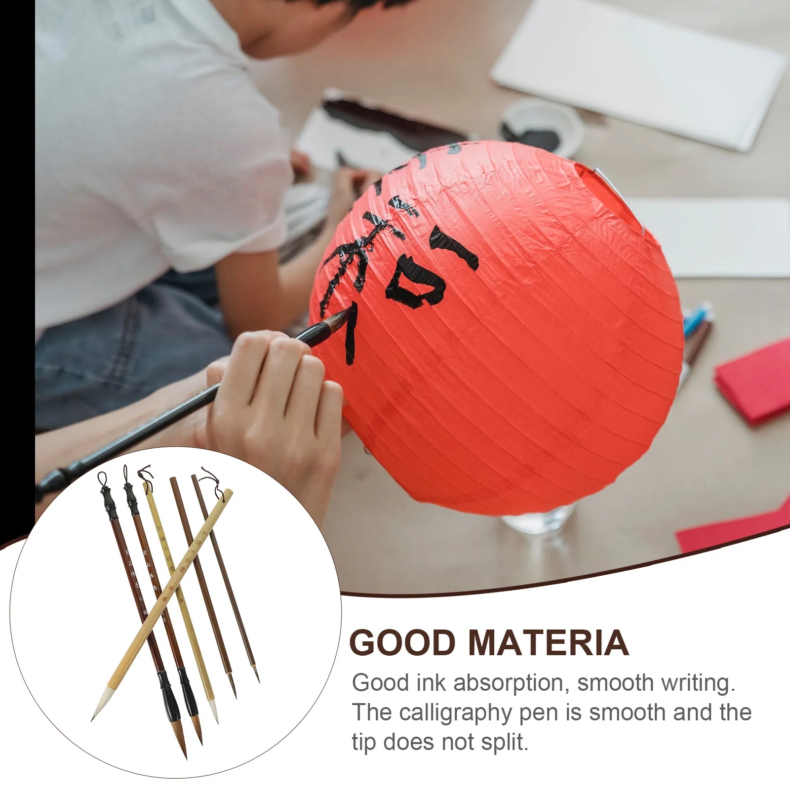 

6Pcs Calligraphy Brush Chinese Ink Pen Set Traditional Chinese Calligraphy Brush for Painting Writing Art Supplies