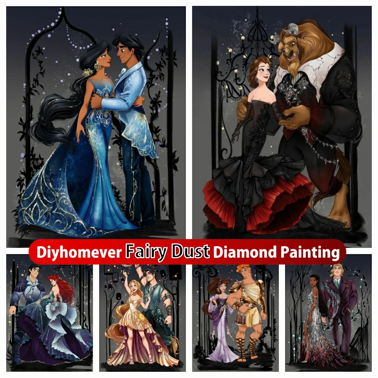 

Disney Princess and Prince 5D DIY Fairy Dust Diamond Painting Mosaic Cartoon Cross Stitch Embroidery Home Decor Children's Gift