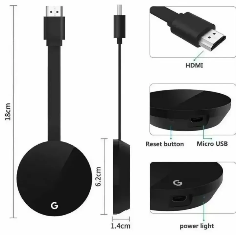 Chromecast Google Wireless WiFi mirascreen HDMI-compatible HD Display Dongle Media Streaming Video tv Smart Home